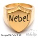 Goldener Siegelring in Schild-Form mit individueller Wunsch-Gravur matt gebürstet