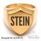 Goldener Siegelring in Schild-Form mit individueller Wunsch-Gravur matt gebürstet