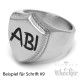 Siegelring mit individueller Wunsch-Gravurin Schild-Form 316L Edelstahl silber matt