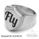 Siegelring mit individueller Wunsch-Gravurin Schild-Form 316L Edelstahl silber matt