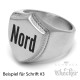 Siegelring mit individueller Wunsch-Gravurin Schild-Form 316L Edelstahl silber matt