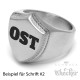 Siegelring mit individueller Wunsch-Gravurin Schild-Form 316L Edelstahl silber matt