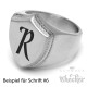 Siegelring mit individueller Wunsch-Gravurin Schild-Form 316L Edelstahl silber matt
