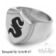 Siegelring mit individueller Wunsch-Gravurin Schild-Form 316L Edelstahl silber matt