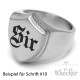 Siegelring mit individueller Wunsch-Gravurin Schild-Form 316L Edelstahl silber matt