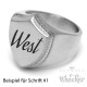 Siegelring mit individueller Wunsch-Gravurin Schild-Form 316L Edelstahl silber matt