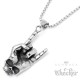 Heavy Metal Hand mit Skull Devil Horns Pommesgabel Mano Cornut Edelstahl Halskette