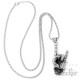 Heavy Metal Hand mit Skull Devil Horns Pommesgabel Mano Cornut Edelstahl Halskette