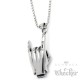 Heavy Metal Hand mit Skull Devil Horns Pommesgabel Mano Cornut Edelstahl Halskette