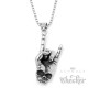 Heavy Metal Hand mit Skull Devil Horns Pommesgabel Mano Cornut Edelstahl Halskette