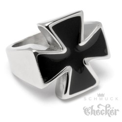 Goldener Ring mit 3 Eisernen Kreuzen Edelstahl Ring Iron Cross Siegelring Biker