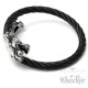 Panther Armreif für Herren flexibles Stahlseil Armband silber schwarz Bikerschmuck