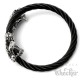 Panther Armreif für Herren flexibles Stahlseil Armband silber schwarz Bikerschmuck