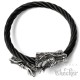 Drachen Armreif für Herren flexibles Stahlseil Armband silber schwarz Bikerschmuck