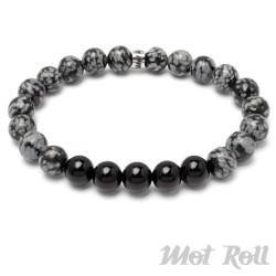 Grau-schwarzes Mot Roll Perlen-Armband aus Jaspis & Onyx Edelstein Herren Geschenk