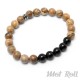 Beiges Mot Roll Perlen-Armband mit schwarzem Onyx kombiniert Edelstein Herren Geschenk
