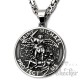 Großes St. Michael Medaillon aus 316L Edelstahl silber Königskette Herren Anhänger