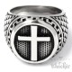 Kreuz Ring aus massivem 316L Edelstahl verzierter Herren Siegelring silber Geschenk