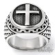 Kreuz Ring aus massivem 316L Edelstahl verzierter Herren Siegelring silber Geschenk