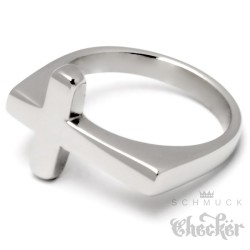 Kreuz Ring aus massivem 316L Edelstahl verzierter Herren Siegelring silber Geschenk