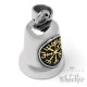 Hochwertige Bikerbell mit goldenem Vegvisir Runenkompass Edelstahl Glücksglöckchen