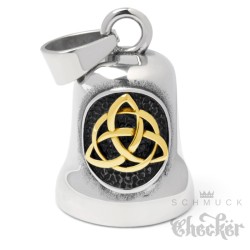 Bikerbell mit Triqueta aus Edelstahl silber poliert Motorrad Glücksbringer Ridebell
