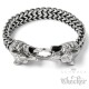 Cooles Wolf-Armband mit Ringverschluss Edelstahl silber Bikerschmuck Herren Armkette