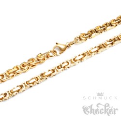 Hochwertige Edelstahl Kette Königskette Halskette gold 60cm 4,5mm Biker Hiphop