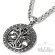 Baum des Lebens mit Pentagramm und Runenkreis Yggdrasil Edelstahl Anhänger Halskette
