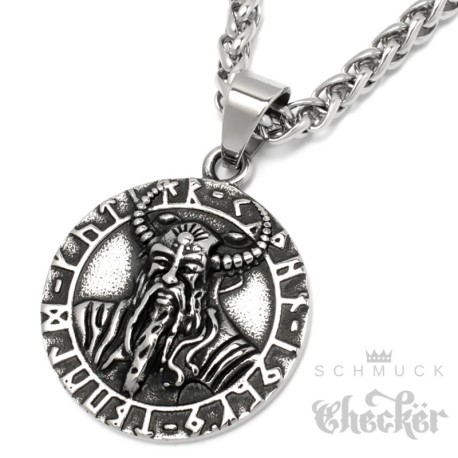 Wikinger Halskette mit Jarl Medaillon Valknut Runen aus Edelstahl Schmuck Geschenk