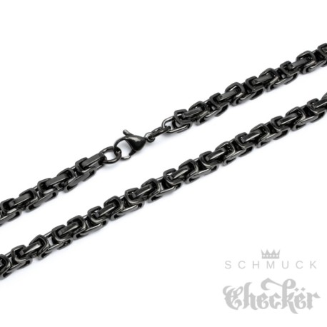 Hochwertige Edelstahl Kette Königskette Halskette schwarz 60cm 4,5mm Biker Hiphop