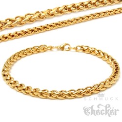 Zopfketten-Armband aus vergoldetem Edelstahl geflochtene Form gold Damen Herren