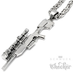 Scharfschützen Gewehr Anhänger aus Edelstahl Jagtgewehr mit Zielvorrichtung Kette