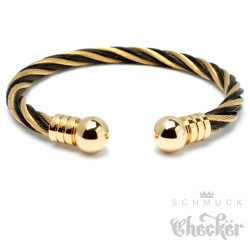 Flexibler Stahlseil Armreif aus Edelstahl gold & schwarz Damen Herren Geschenk