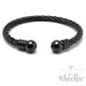 Schwarzer Herren Armreif aus Edelstahl Stahlseil flexibel unisize Männer Geschenk