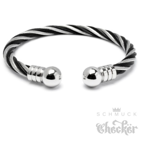 Flexibler Stahlseil Armreif aus Edelstahl gold & schwarz Damen Herren Geschenk