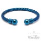 Schicker Herren Armreif aus flexiblem Stahlseil silber & blau Edelstahl Schmuck