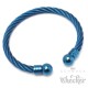 Schicker Herren Armreif aus flexiblem Stahlseil silber & blau Edelstahl Schmuck