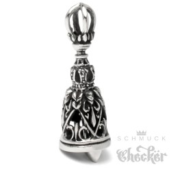 Gothic Bikerbell aus Edelstahl Lilie Fleur de Lis verziert Königlicher Glücksbringer