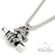Hand mit Hantel Anhänger aus 316L Edelstahl Bodybuilder Kraftsport Motivation Kette