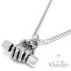 Hand mit Hantel Anhänger aus 316L Edelstahl Bodybuilder Kraftsport Motivation Kette