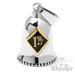 Onepercenter Bikerbell aus Edelstahl silber & gold 1%er Glücksbringer Guardian Bell