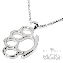 Goldener Schlagring Anhänger aus massivem Edelstahl Goldkette Damen Herren Geschenk