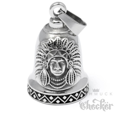 Bikerbell mit 2 Indianer Häuptlingen Edelstahl Glücksglocke Motorradfahrer Geschenk