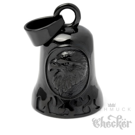 Schwarze Bikerbell mit Adler Rabe Motorrad Glücksbringer Glocke Biker Geschenk