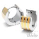 Hochwertige Herren Ohrringe silber gold gestreift Edelstahl Klapp-Creolen Geschenk