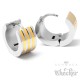 Hochwertige Herren Ohrringe silber gold gestreift Edelstahl Klapp-Creolen Geschenk