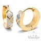 Herren Ohrringe gold & silber X-Muster Klapp-Creolen aus gebürstetem Edelstahl