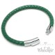 Grünes Armband aus echtem Leder mit Edelstahl Verschluss geflochten 6mmØ