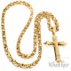 Herren Edelstahl Halskette Kreuz Anhänger gold vergoldet + 60cm Königskette